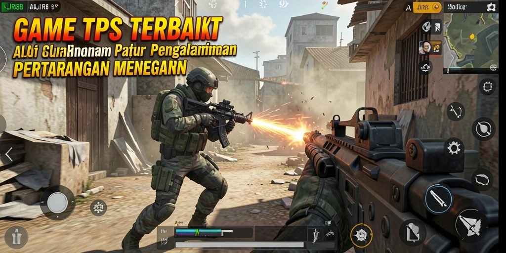 Tampilan gameplay menegangkan dalam AJR88 dengan aksi senjata.