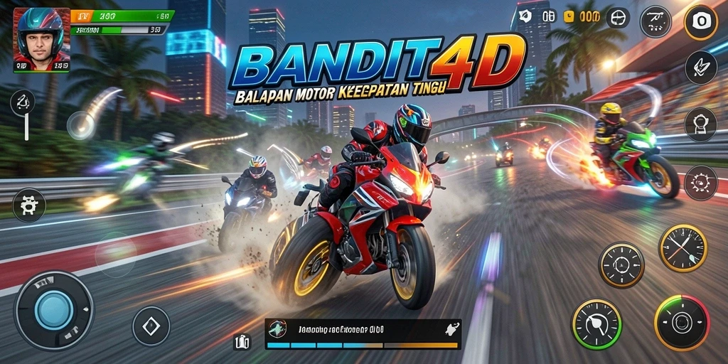 Gameplay BANDIT4D yang menegangkan dalam balapan motor.