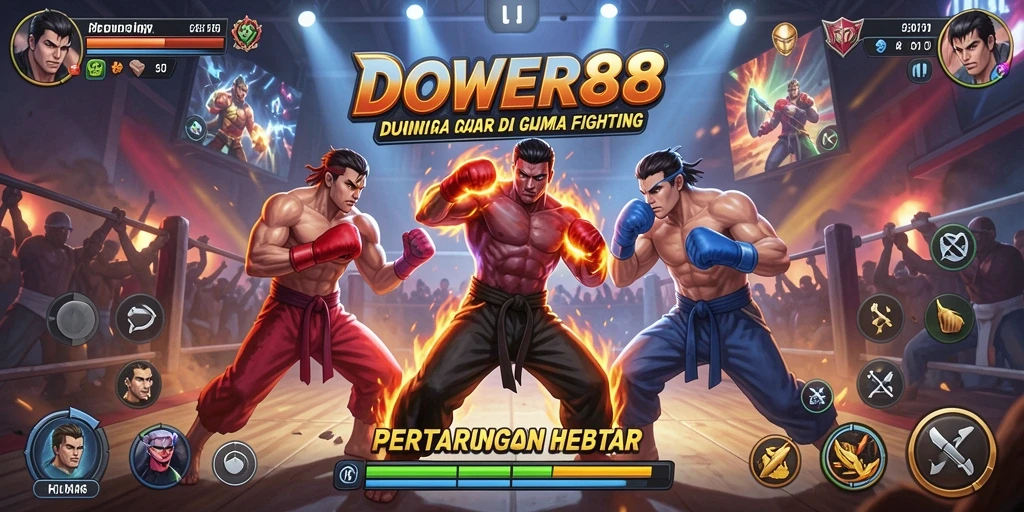 Tampilan pertarungan mendebarkan di DOWER88 dengan karakter unik.