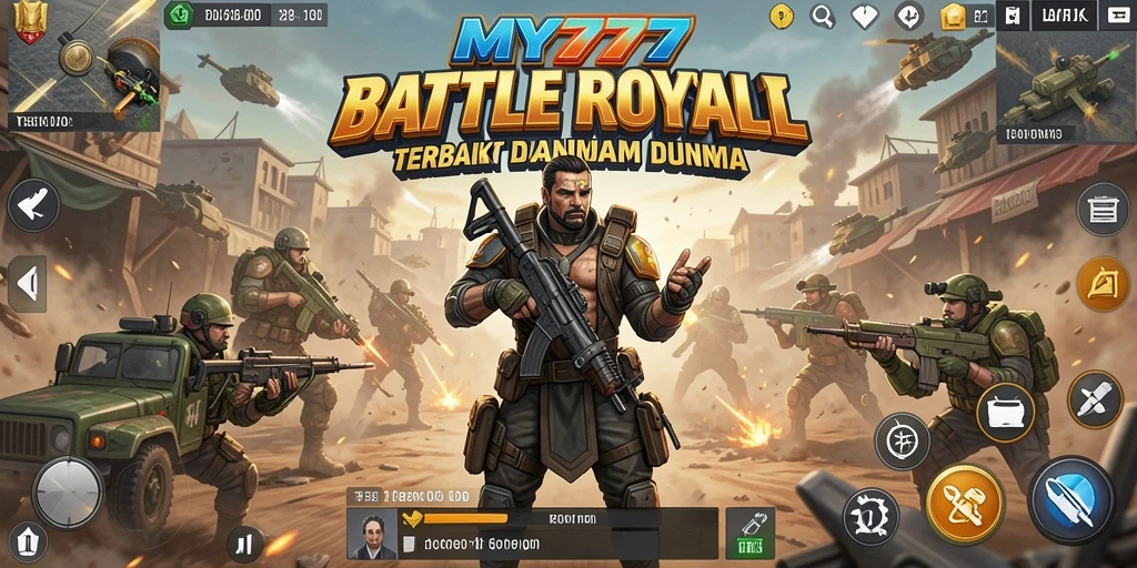 Tangkapan layar menunjukkan aksi seru gameplay Battle Royale MY777.