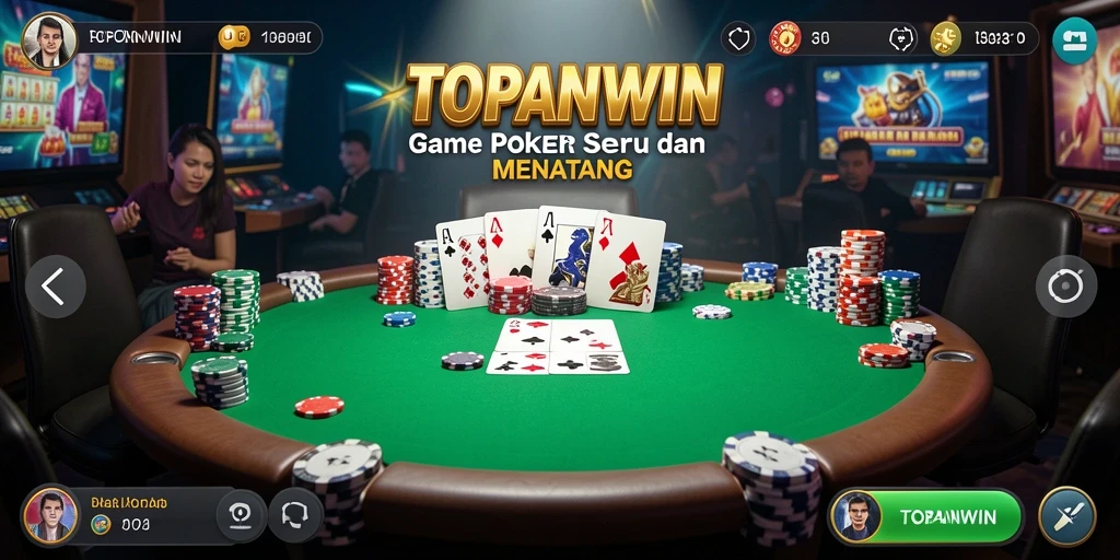 Tampilan gameplay Poker yang mengasyikkan dari aplikasi TOPANWIN.